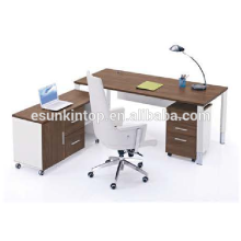 Modern office used executive desk brown melamine + zebra upholstery, Pro office furniture factory (JO4061-1)